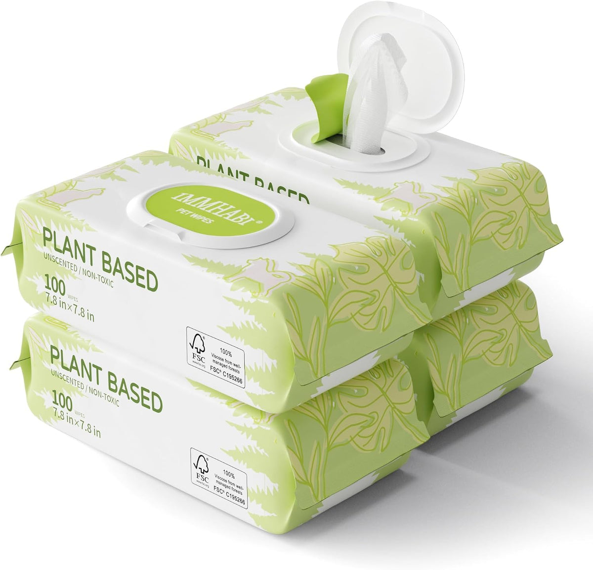 IMMHABI 400 Count Hypoallergenic Dog Wipes, Unscented Plant-Based Pet Wipes