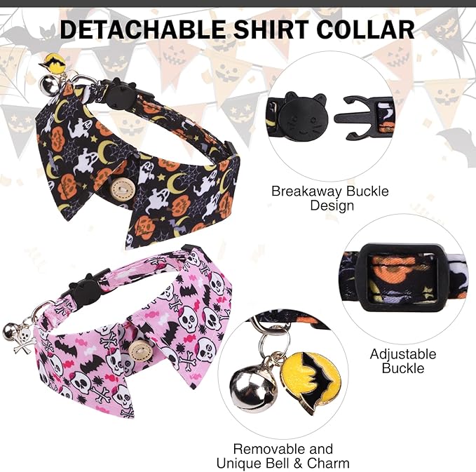 Halloween Cat Collar with Bells & Cute Pendant - Image 2