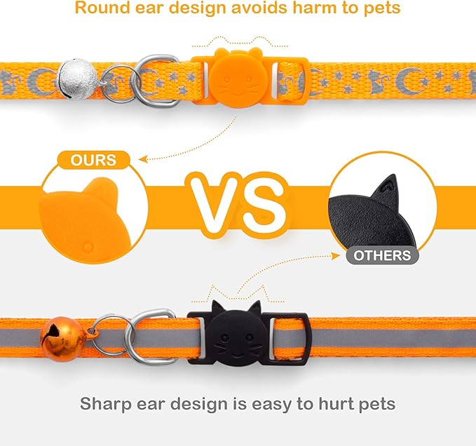 LLHK 2 Pack Breakaway Cat Collars & 2 Pcs Name Tags, Reflective Safety Kitten - Image 2