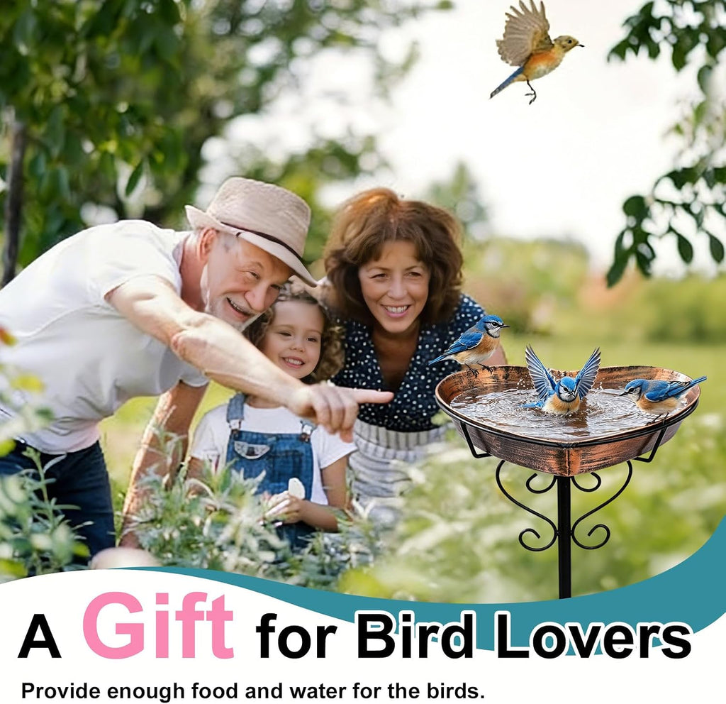 Goodeco Metal Heart Bird Bath - 2.17" Deep, 12.1" Easy-Clean Removable Bowl