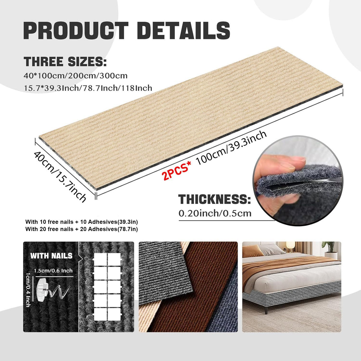 Cat Scratching Carpet Mat, Self-Adhesive Couch Furniture Protector