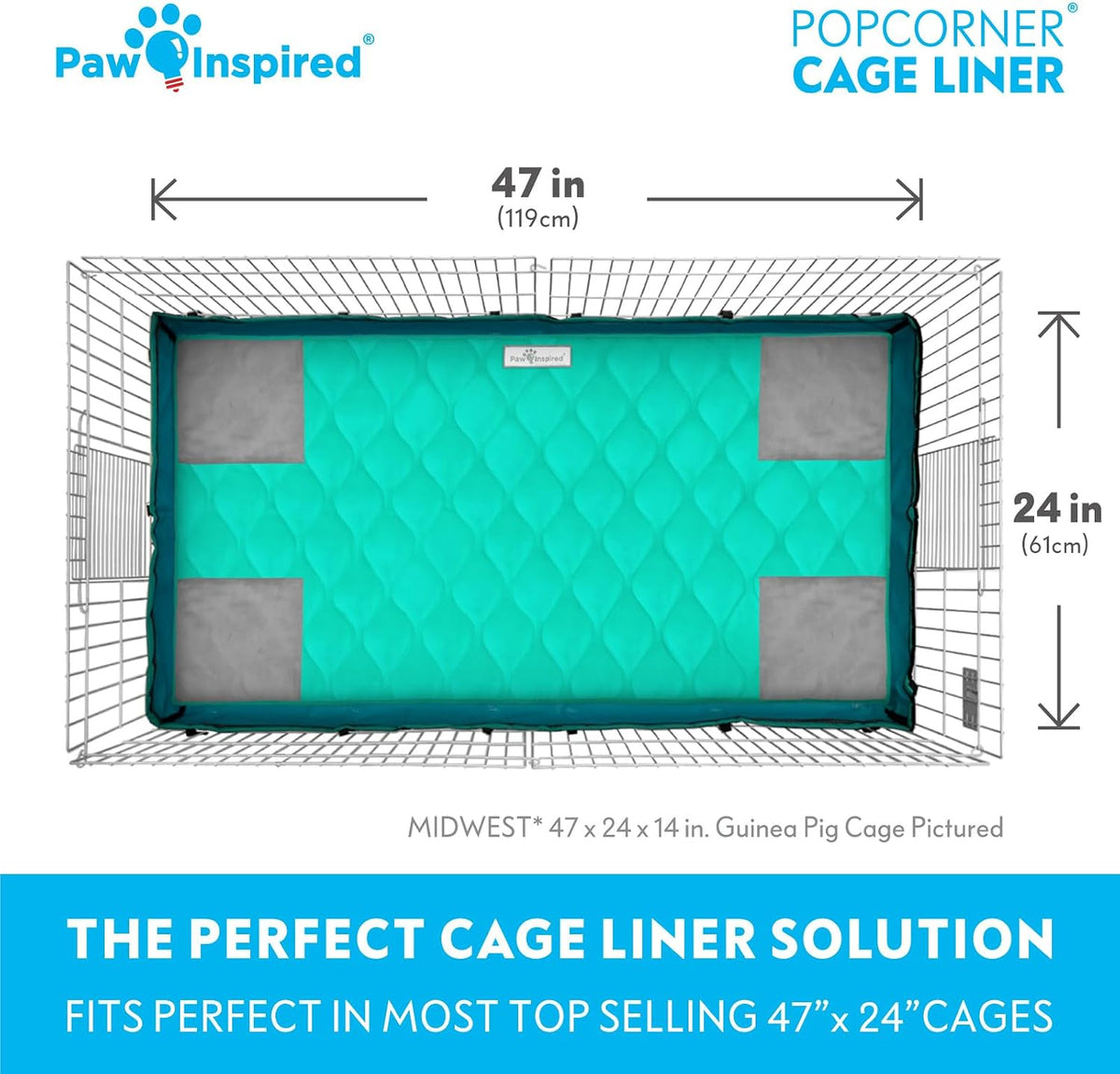 Paw Inspired PopCorner Washable Fleece Cage Liners, Midwest, Green