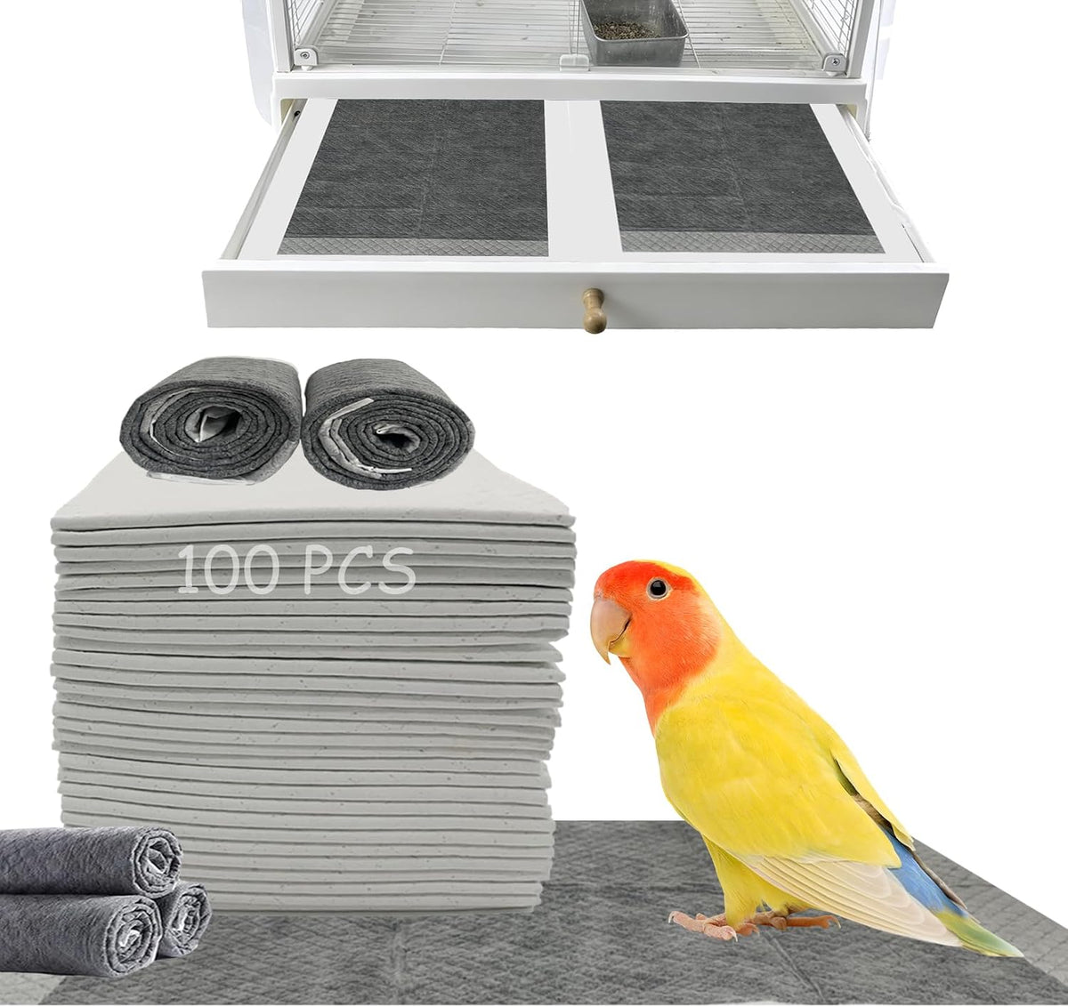 50 Sheets 23 x 17in Super-Absorbent Cage Liners for Pet Birds