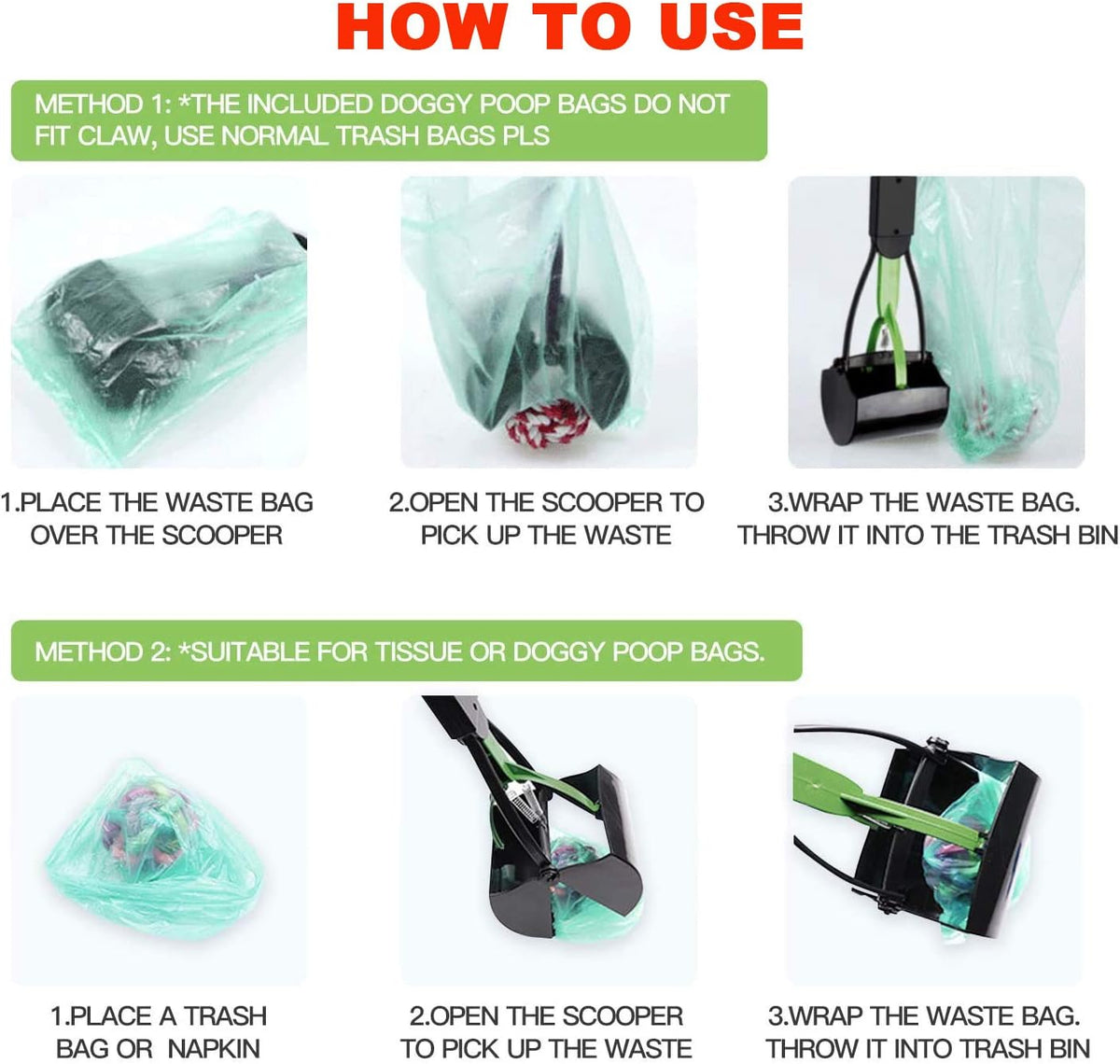 32" Pooper Scooper for Large Small Dogs and Cats, Portable Long Handle Foldable Poop Scoop,Pooper Scooper for Large Dogs with Poop Bags for Grass and Gravel Pet Waste Pick Up