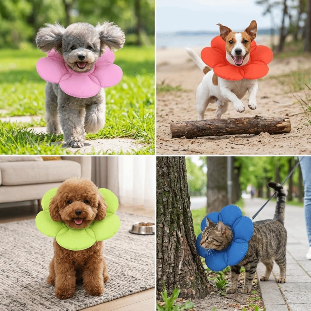 Soft Cloth Dog Recovery Collar,Adjustable Hook and Loop Pet Cone E-Collar,Post Surgery Protective Neck Cone for Small Medium Dogs & Cats(L,Orange)