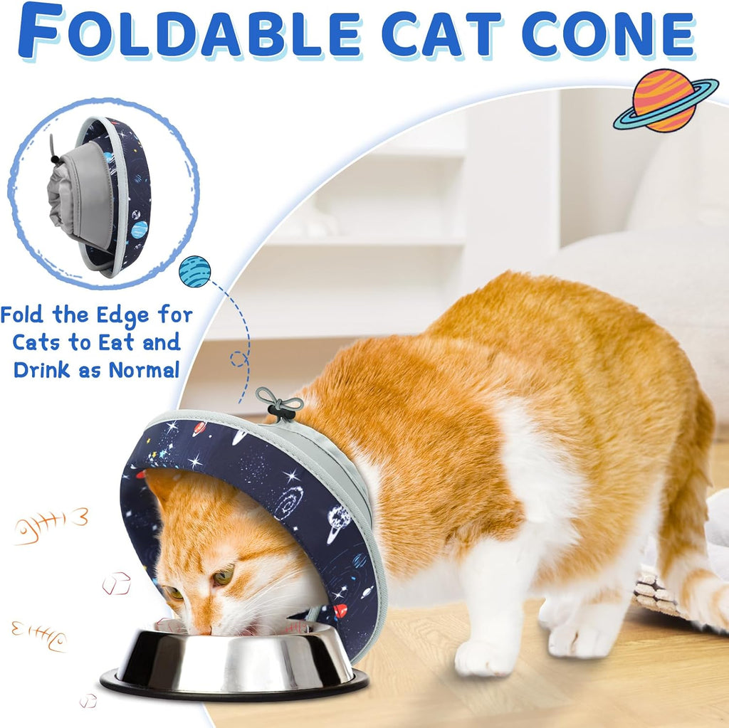 Cat Cone Collar Soft to Stop Licking, Adjustable, Foldable Lightweight Kitten Cones After Surgery Recovery for Cats & Kittens, Cat Cone Alternative, Easy Eating (Grey, M)
