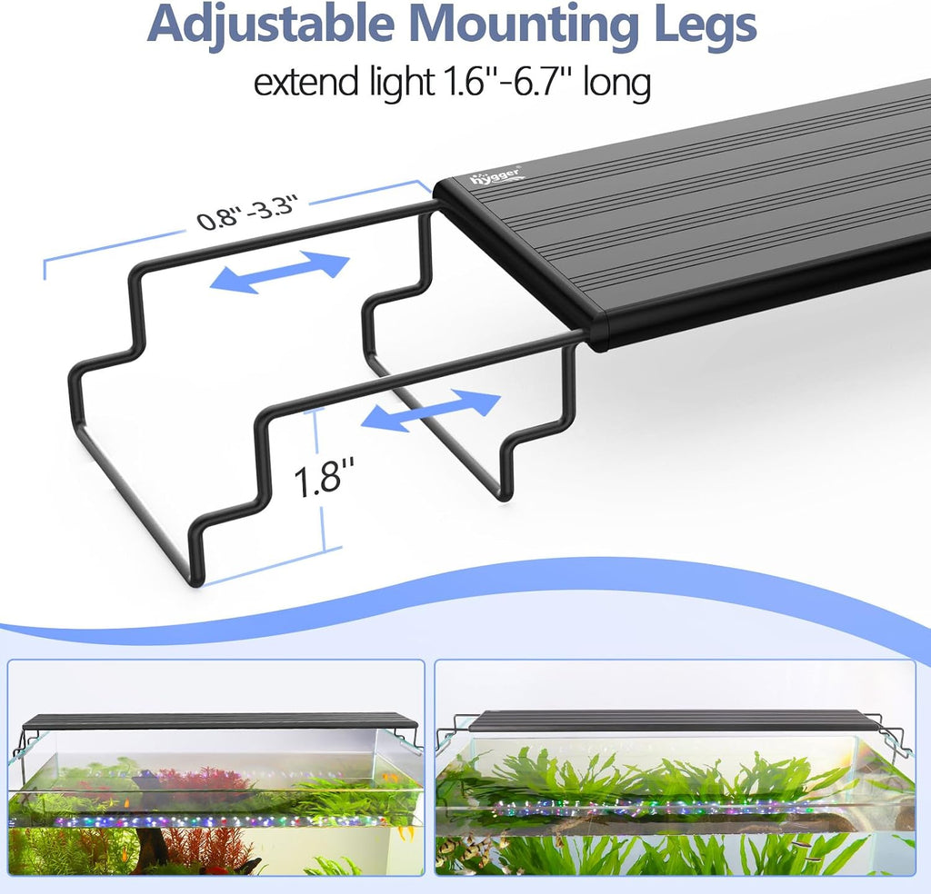 hygger IP68 Waterproof LED Aquarium Light 24/7 Cycle Full Spectrum Fish Tank Light with Timer Adjustable Brightness 12 Colors Aquarium Lamp for 25-30 in Freshwater Planted Tank