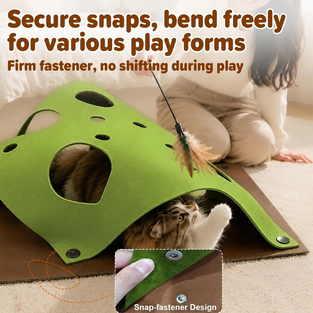 Interactive Felt Cat Tunnel Toy Multi-Scenario Scratch Fun for Indoor Cats