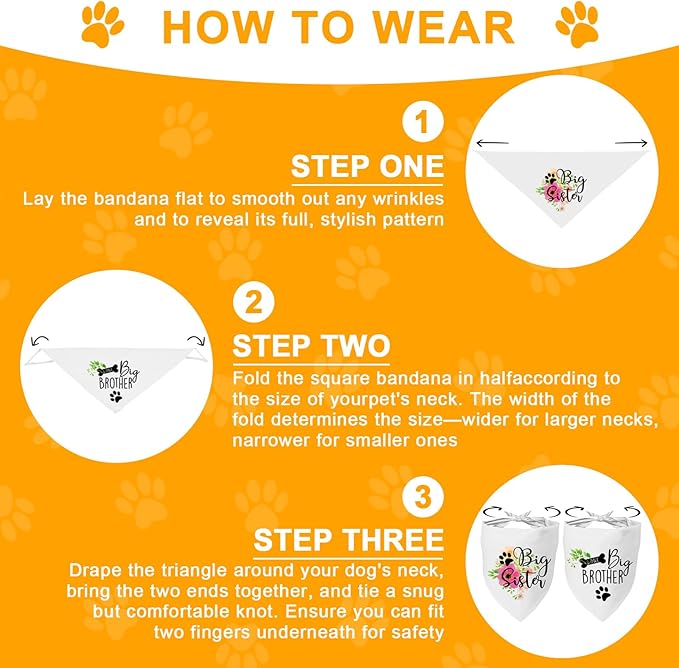 2 Packs Big Sister Brother Pregnancy Announcement Dog Bandana, Gender Reveal - Image 4