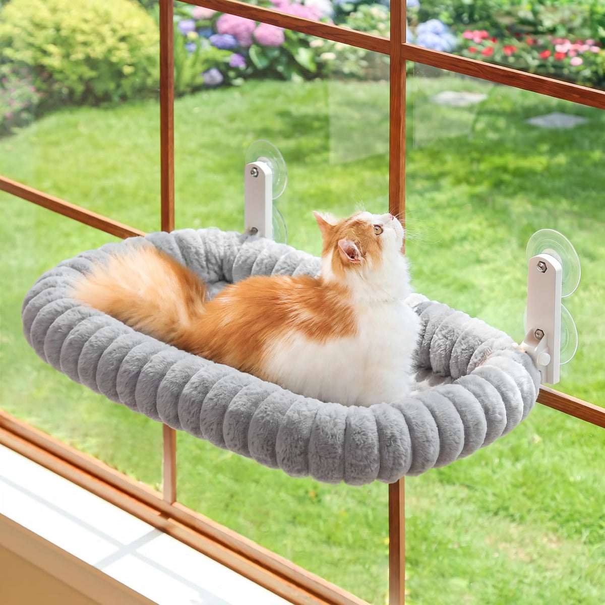 Zakkart SnugCloud Foldable Cat Window Perch (Brown, M)