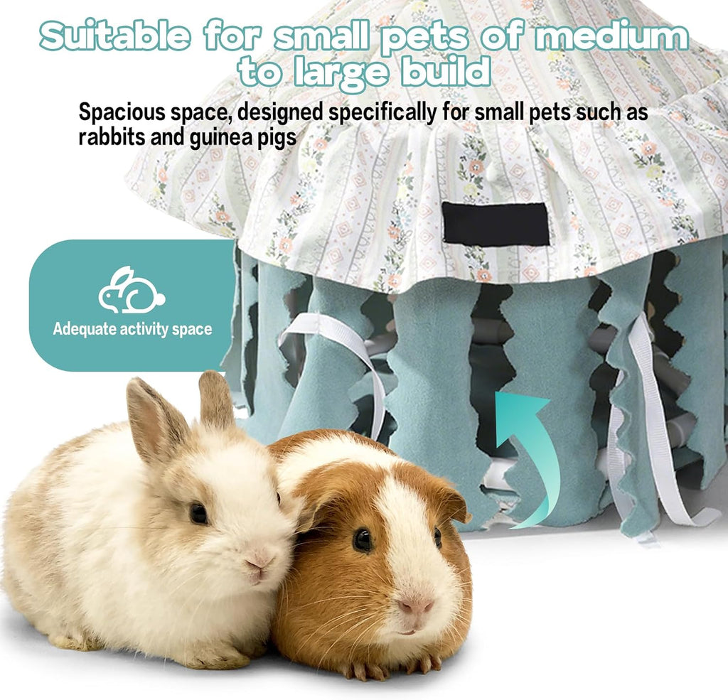 Hamster Hideout Tent with Curtain,Bunny Hideout, Machine Washable Guinea Pig Hide Tent Houses & Habitats, Triangular Hideout Shelter Small Animal Bed,Ferret, Rat, Chinchilla, Squirrel（Round）