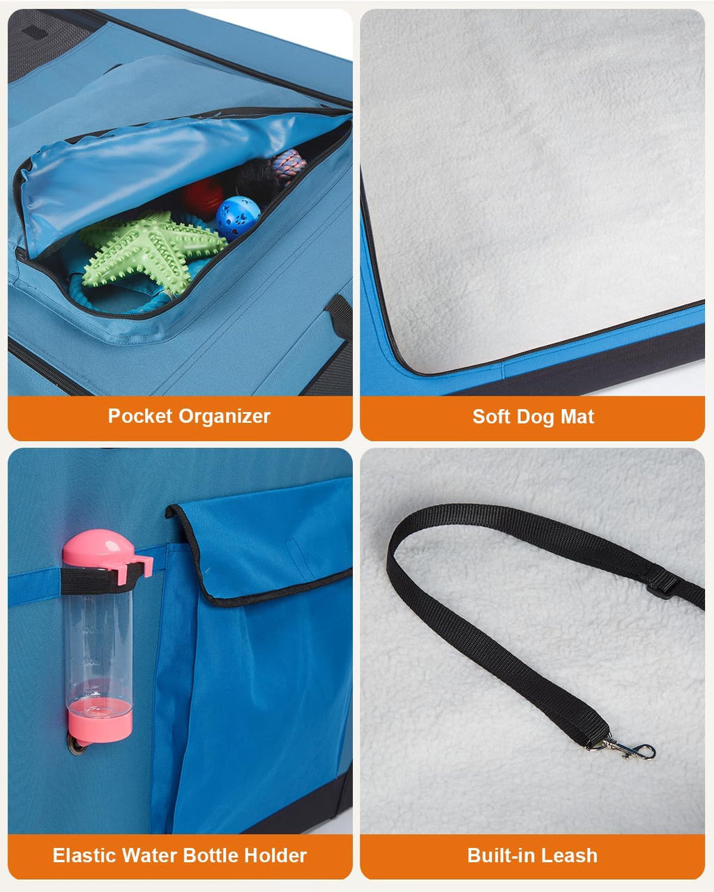 Ownpets Collapsible Travel Dog Crate for Large Dogs, 48x31x31 inches, Blue