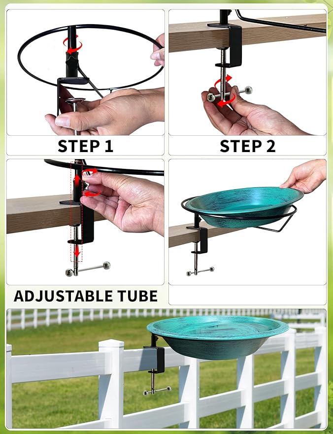 Deck Mounted Bird Bath for Outside, Detachable Birdbath Bowl - Image 3