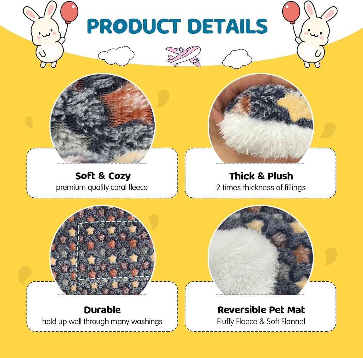 2 Pack Bunny Rabbit Bed - 14 x 17 Inch Upgraded-Thickness Pee Pads Bedding