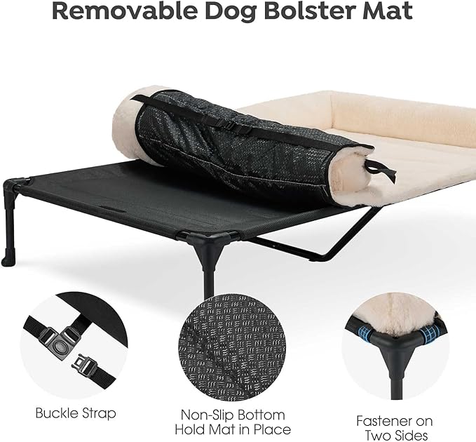 Veehoo Orthopedic Elevated Dog Bed + Removable Fluffy Pillow-Top Mat, Plush - Image 4