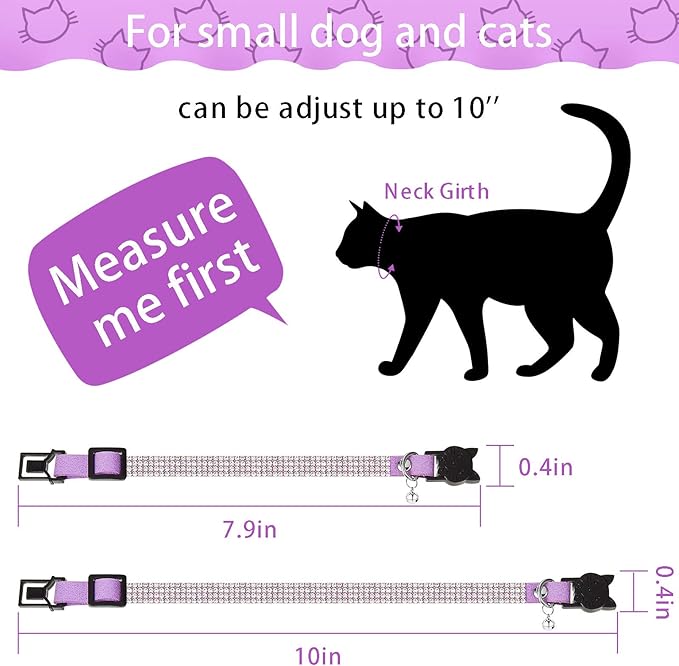 Weewooday 4 Pieces Rhinestones Cat Collars Breakaway Cat Collar - Image 2