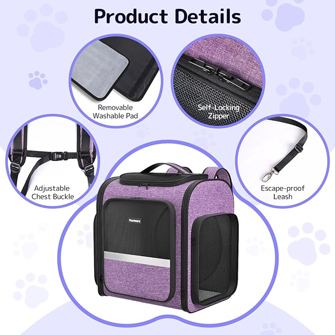 Cat Backpack Carrier with Detachable Play Tunnel, 2 in 1 Cat Tunnel Backpack - Image 8