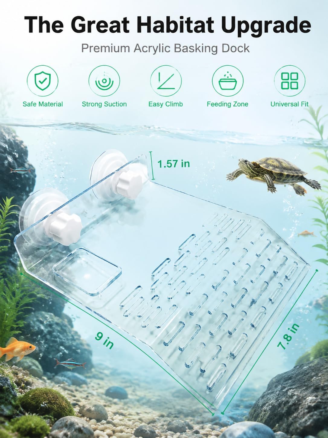 J-star Large Reptile Basking Platform, Aquarium Turtles Turtle Basking Platform, Turtle Tank Accessories Floating Turtle Habitat Dock