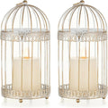 NUPTIO Decorative Bird Cage Lantern: 2 Set of 10 inch Tall Rustic White by Nuptio