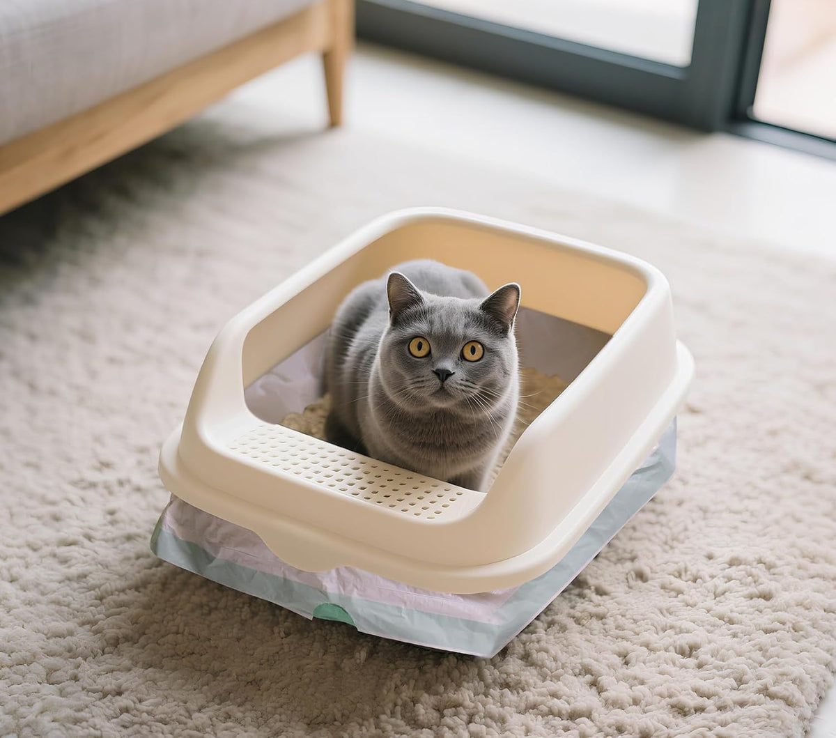 40 Count Jumbo Cat Litter Box Liners - 2 Mil Thick & Claw Resistant, 37"x18" Drawstring Bags for Deep Pans, Leakproof & Tear Proof Heavy Duty Liners