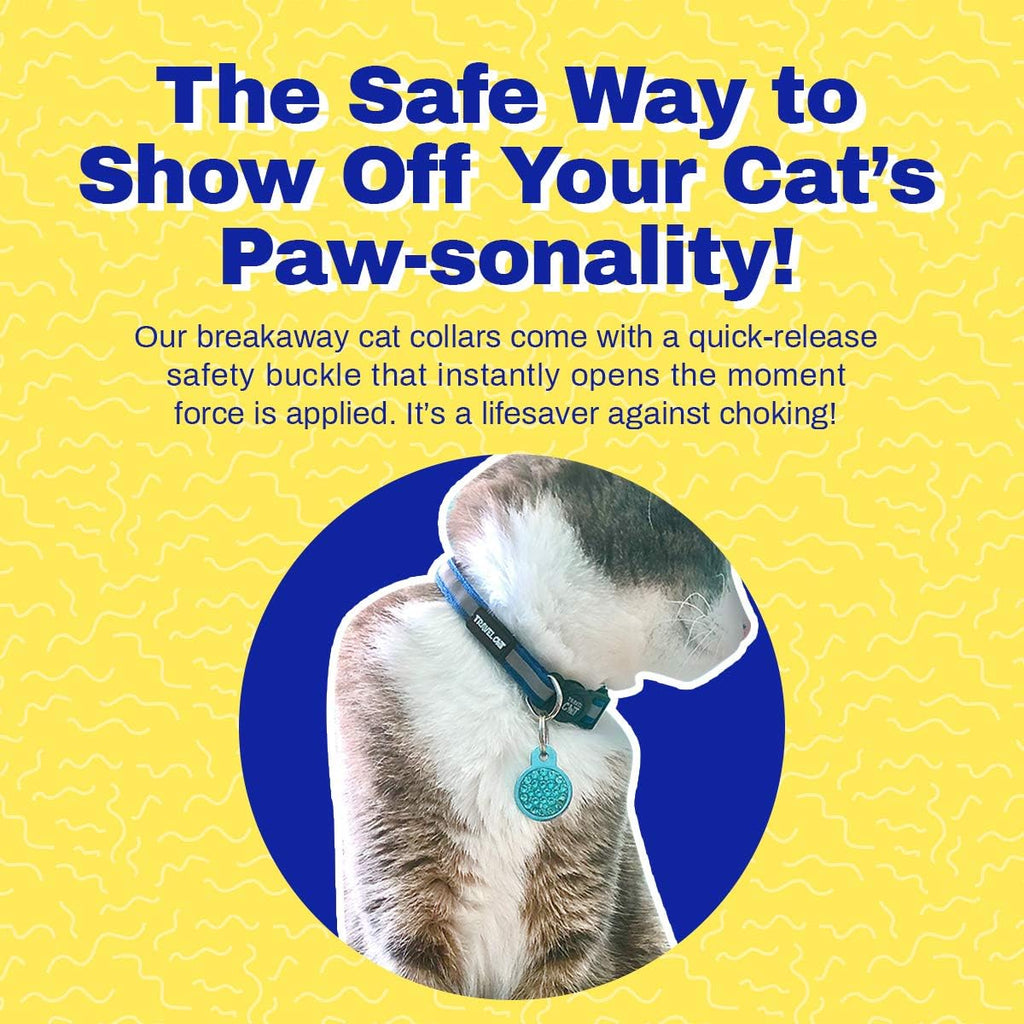 Travel Cat Adjustable 90s Harness and Leash Set + Breakaway Collar for Cats (Blue) - Secure, Escape-Proof Outdoor Walking Kit (Medium)