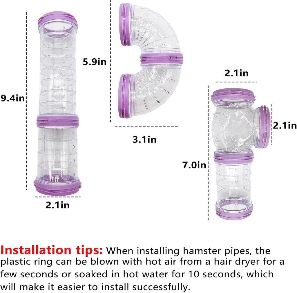 8 PCS Hamster Tubes and Tunnels Toys DIY Pipe Maze for Dwarf Hamster Gerbil