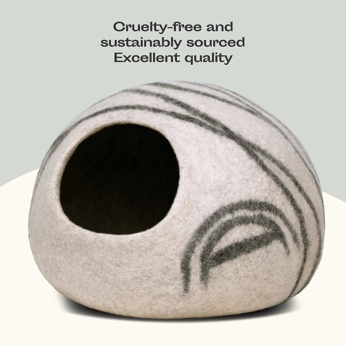 Cat Cave – Natural Wool – Self-Warming Hideaway for Indoor Cats & Kittens