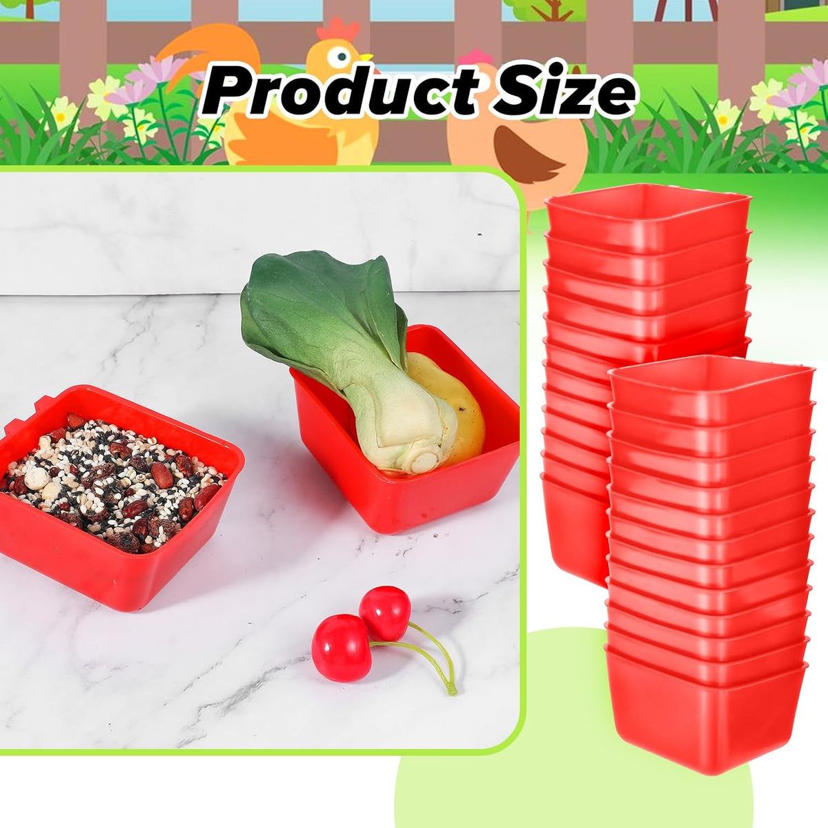 20 Pcs Cage Cups Chicken Feeder Waterer, 16 oz, Hanging Bunny Cage Feeder, Chicken Water Bowl for Pet Parrot, Rooster, Parakeet