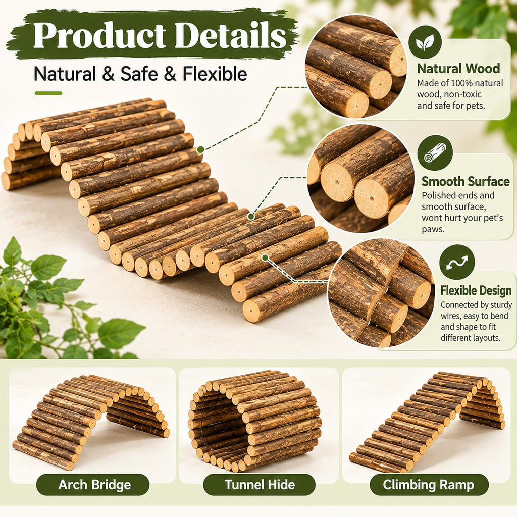 Crested Gecko Tank Accessories, Reptile Hide, Climbing Vines, Hanging Plants, Coconut Shells & Bridge for Leopard Gecko