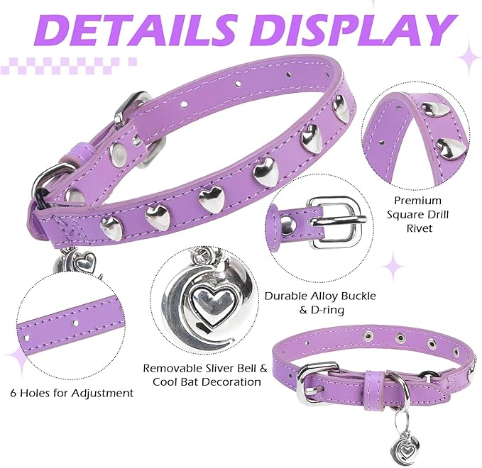 EXPAWLORER Leather Cat Collar for Girl Boy- Adjustable Pet Collar - Image 3