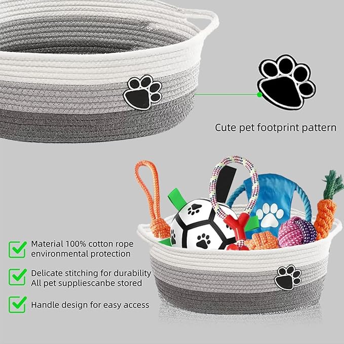7 Pcs Puppy Dog Toys Storage Basket Set Dog Gift Chew Toys - Image 3