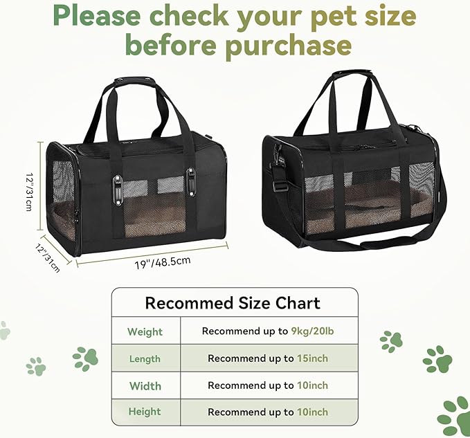 Petsfit 19x12x12 Pet Carrier for Large Cats, Soft-Sided Small Dog Travel Carrier - Image 4