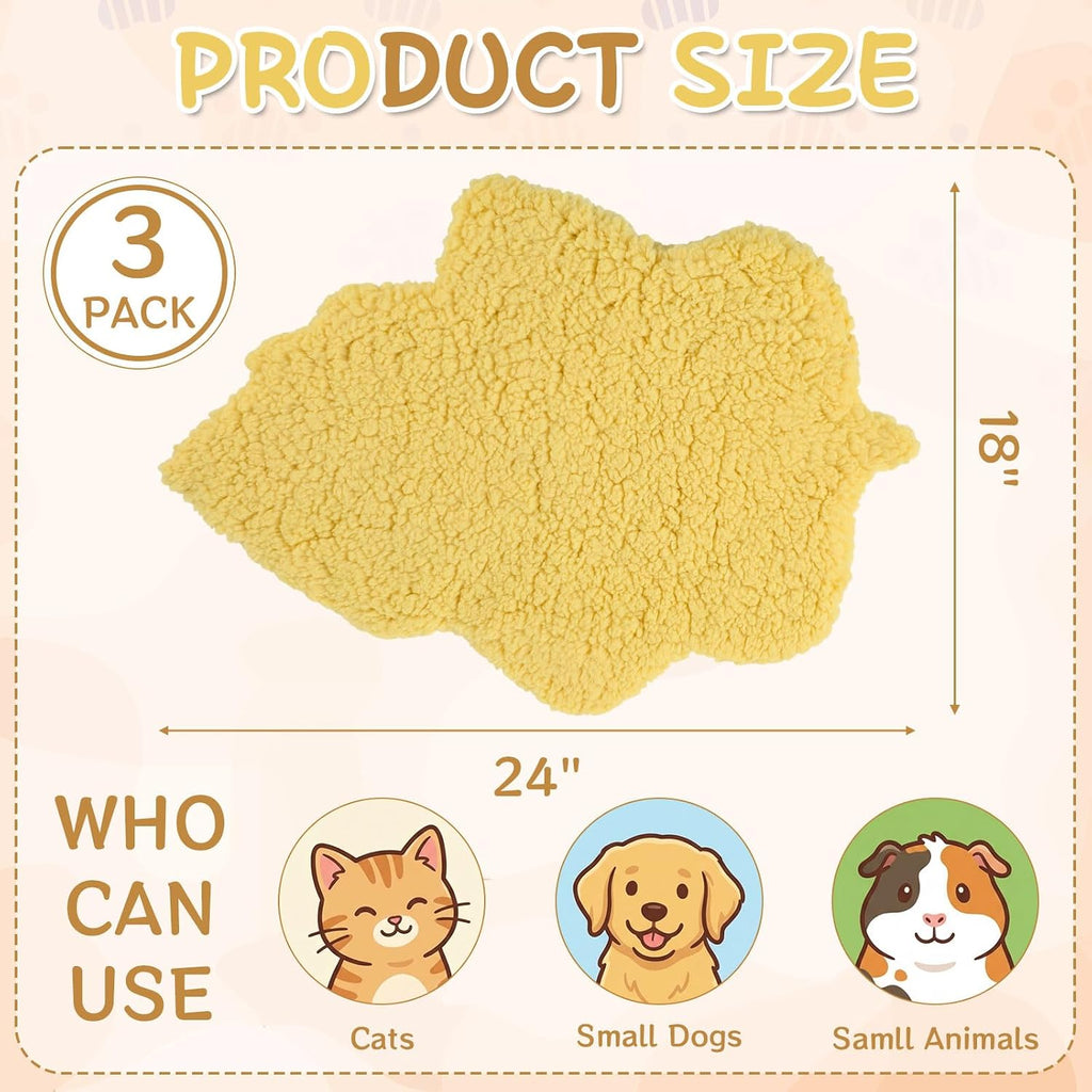 3Pack Self Warming Pet Bed Leaf Pad, Light Yellow, Medium-18 x24
