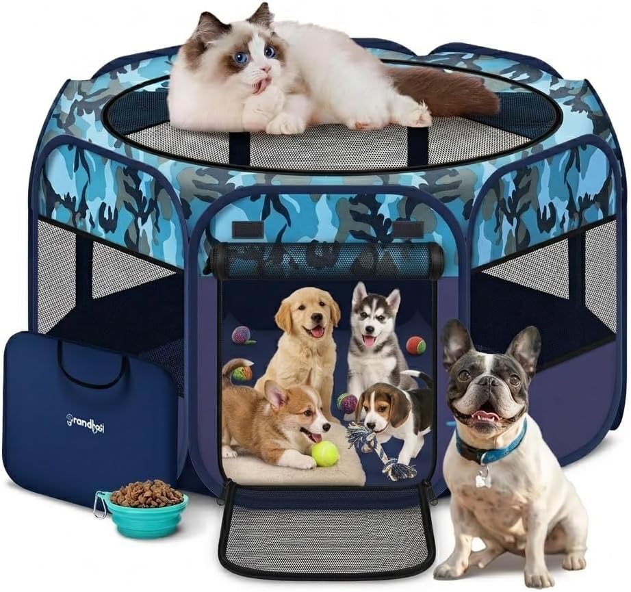 Pop Up Dog and Cat Playpen, Portable Foldable Pet Tent