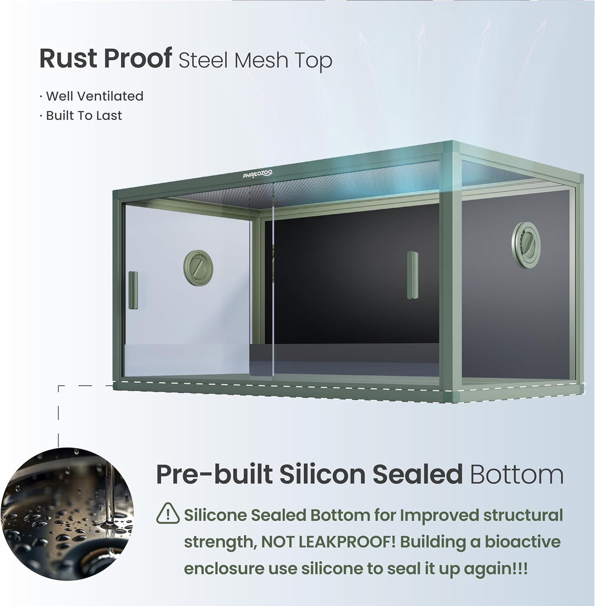 50 Gallon Reptile Enclosure, Colorful Aluminum Frame Reptile Tank