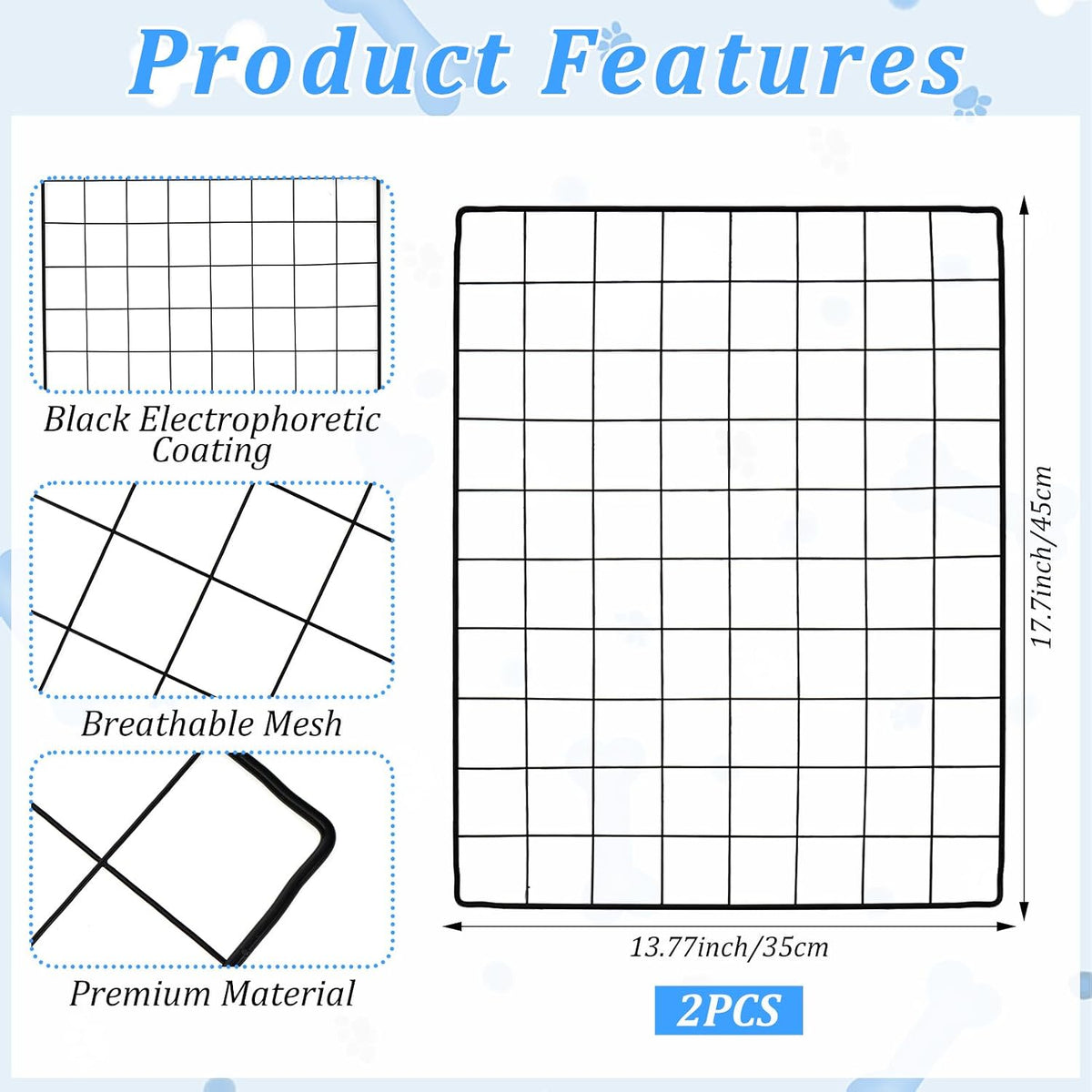 2PCS Dog Crate Divider Panel with Ties 13.7 x 17.7 Inch Adjustable Metal Pet Kennel Divider Adjustable Width up to 27''(Dog Crate NOT Included)
