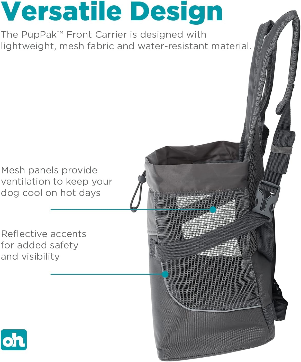 Outward Hound PupPak Dog Front Carrier, Gray, Small, 12" x 11.5" x 7.5"