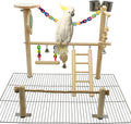 Bird Playground Top Cage, Parrot Gym Hanging Chewing Toys, Cage Top Play Stand for Conure, Parakeets, Budgie, Cockatiels, Lovebirds, Wood Perch Toys