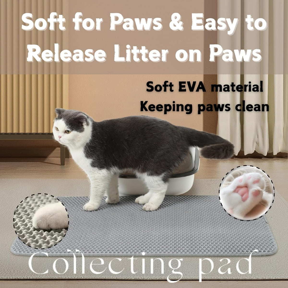 Honeycomb Double Layer Cat Litter Mat, Gray, 36 x 24 Inch, 1 Pack