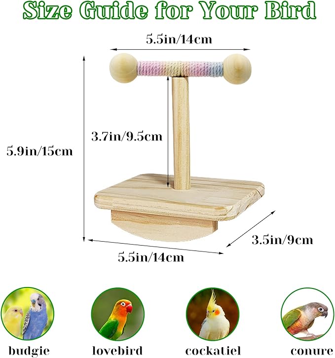 Natural Wood Bird Perch Stand Training, Intelligence Puzzle Enrichment Toys - Image 4