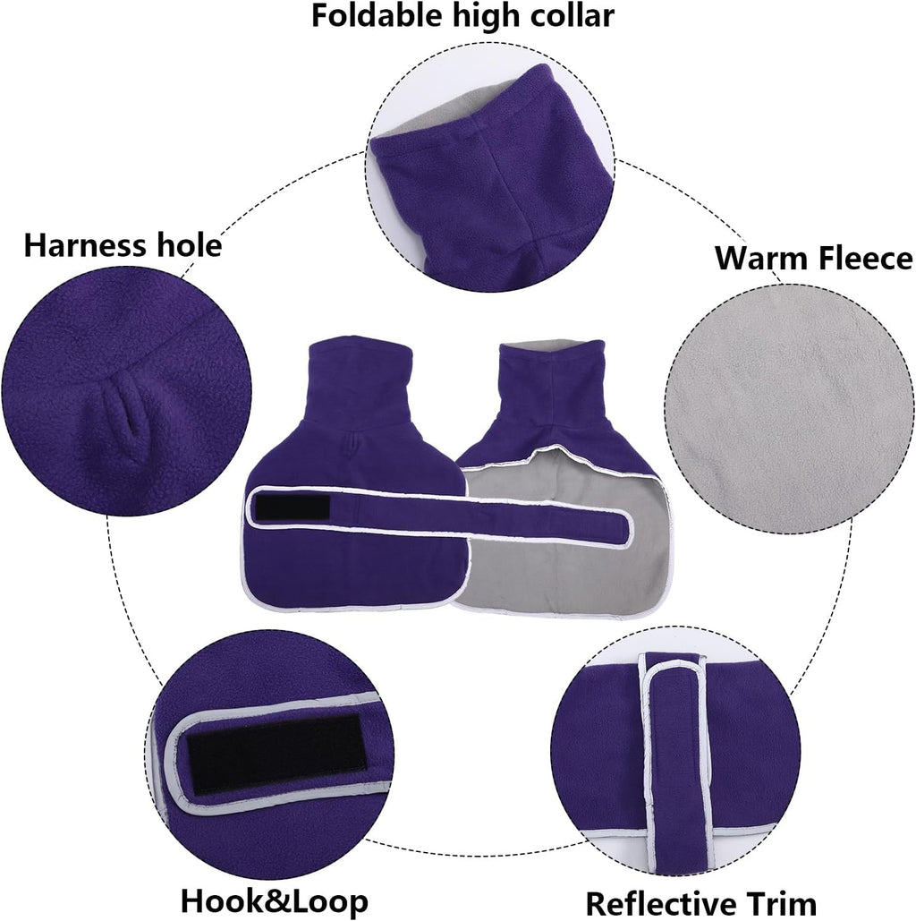 Geyecete Dachshund Sweaters for Dogs Jacket,Dachshund Coat Perfect Dog Winter Coat with Padded Fleece Lining,high Collar,Dog Snowsuit-Purple-M