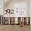 Semiocthome Bamboo Wood Dog Gate Indoor, 6-Panel Pet Gates with 4 Stands and 360° Hinge for Doorways and Stairs, Puppy Gate for The House, Fully Assembled Safety Fence 110" W x 24" H - Black Walnut