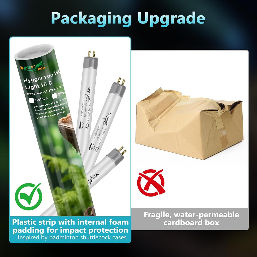 3-Pack UVB Reptile Light 10.0 Bulb 8W T5 Fluorescent Desert Lamp UVA for Bearded Dragon Tortoise Reptile & Amphibian