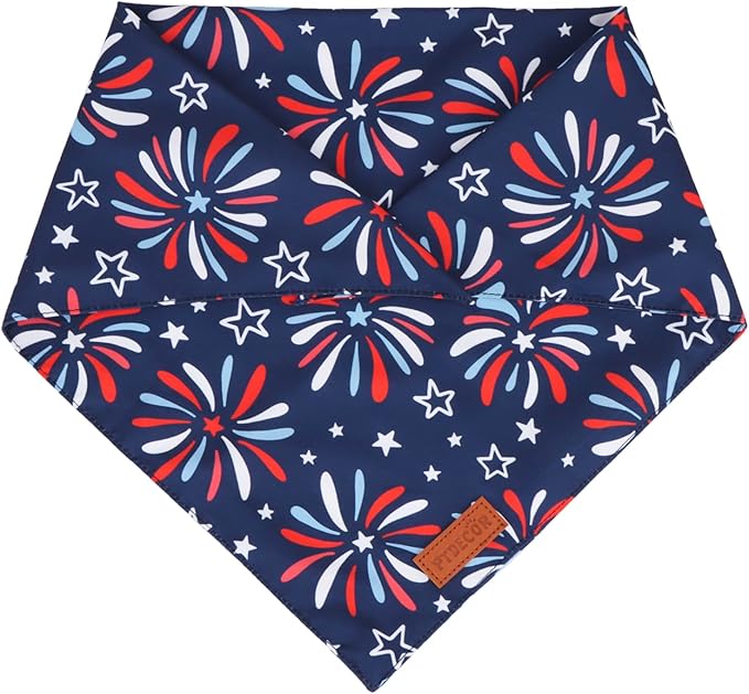 PTDECOR American Flag Dog Bandana 4th of July Dog Puppy Scarf Reversible Red - Image 6