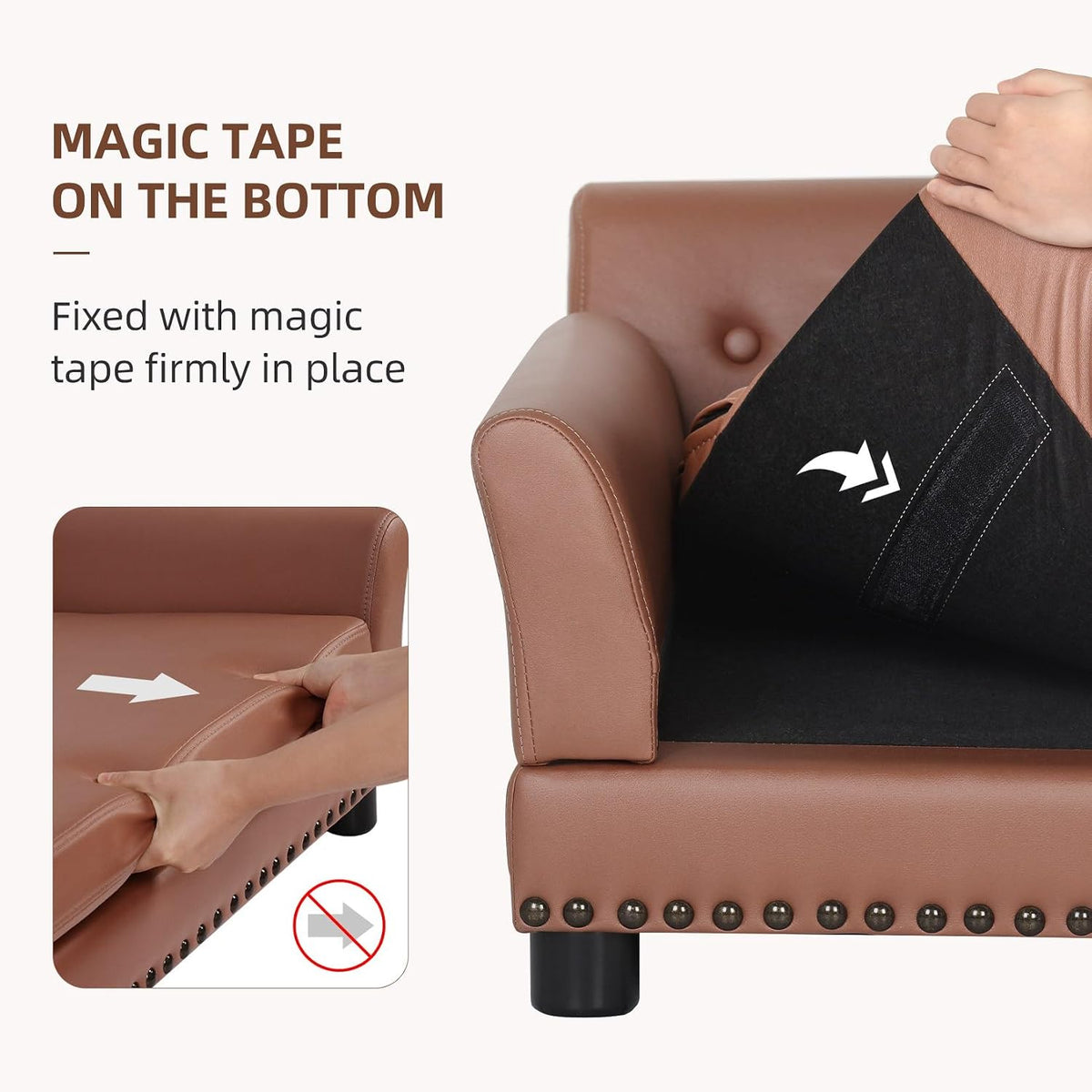 Large Leather Dog Sofa: Scratch Resistant Pet Couch up to 77lbs