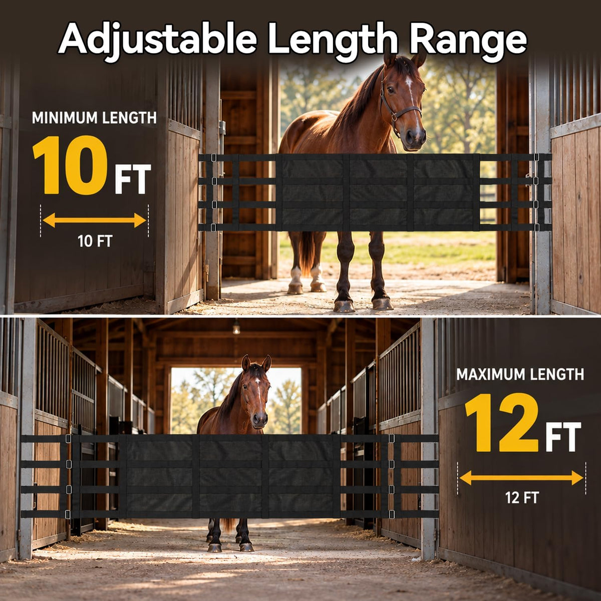 Aisle Guard Adjustable Length 10' to 12' Stall Guards