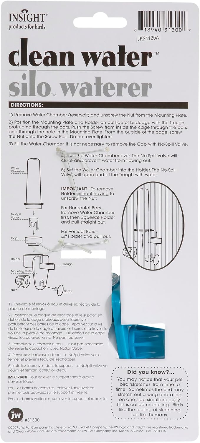 JW Clean Water Silo Bird Waterer (Pack of 2)