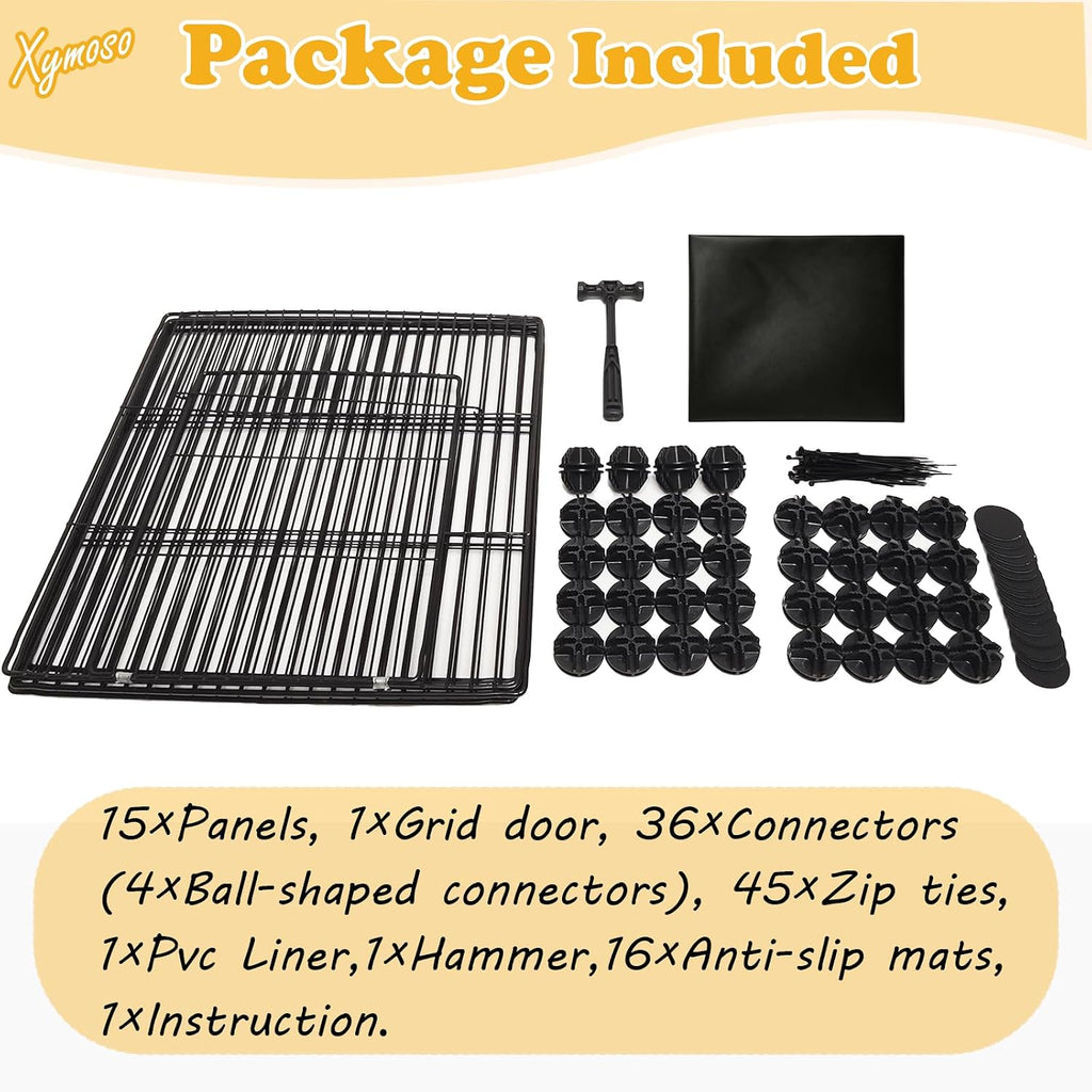 Xymoso DIY Guinea Pig Cages with Waterproof Mat,16 Panels Small Animal Cage