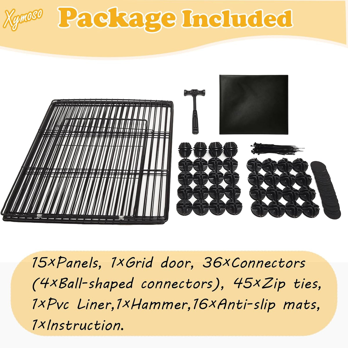 Xymoso DIY Guinea Pig Cages with Waterproof Mat,16 Panels Small Animal Cage