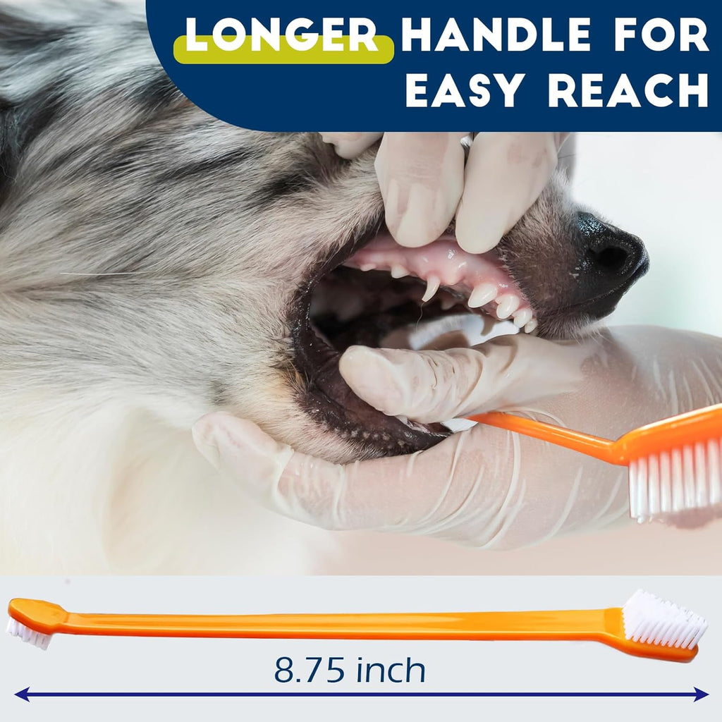 200 Pcs Dog Toothbrush Cat Tooth Brushes Bulk, Double Sided Brushing Kit, Teeth Cleaning Kit Soft Bristles Long Handle, Pet Tooth Brush for Small to Large Dog, Cat, Puppy & Kitten, 10 Colors